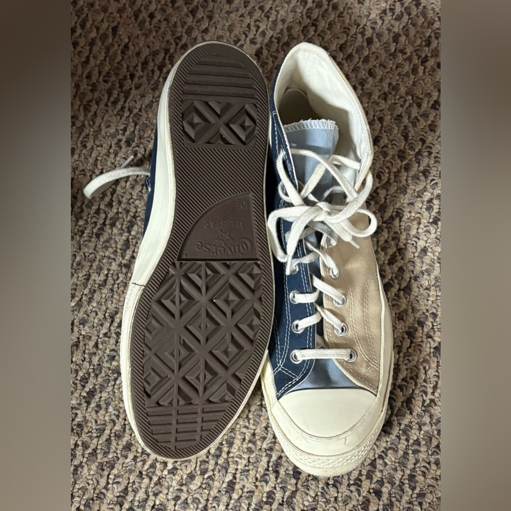 Converse High-Tops in Navy and Beige